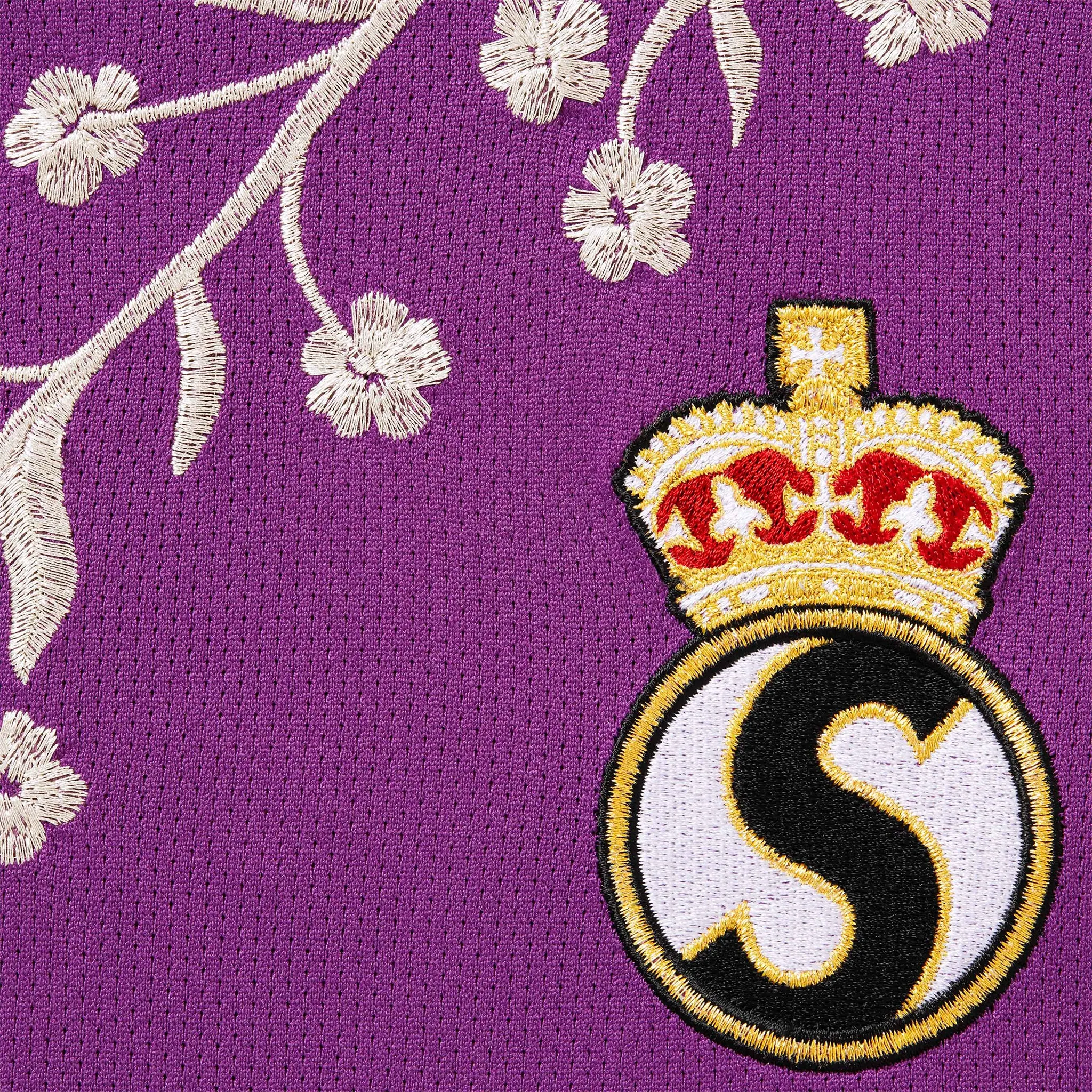 Detailed View of Supreme Floral Purple Soccer Jersey (FW25) FW25KN52-PURPLE